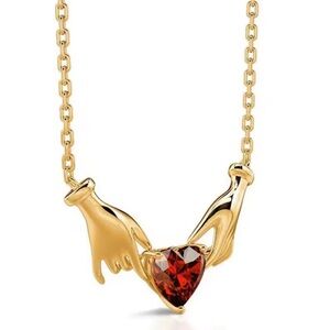 Classic Heart Necklace with Red Gemstone